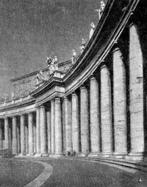 Барокко в архитектуре Италии. Рим. Площадь св. Петра, 1657—1663 гг., Л. Бернини. Фрагмент колоннады