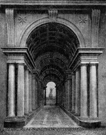 Барокко в архитектуре Италии. Рим. Палаццо Спада, перспективный коридор в саду, 1632—1638 гг. Ф. Борромини. Общий вид