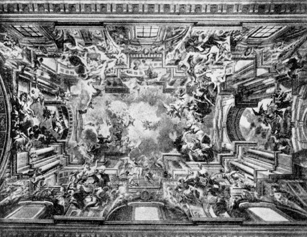 Барокко в архитектуре Италии. Рим. Церковь Сант Иньяцио. Роспись плафона, 1681 г., А. Поццо