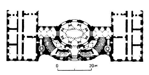 Барокко в архитектуре Италии. Турин. Палаццо Кариньяно, 1680г., Г. Гварини. План