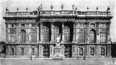 Барокко в архитектуре Италии. Турин. Палаццо Мадама, с 1718 г., Ф. Ювара. Главный фасад