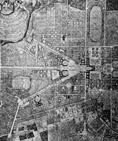 Архитектура Франции. Планы городов: 1 — Версаль, 1662 г., А. Ленотр