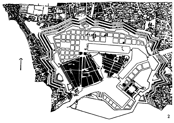 Архитектура Франции. Планы городов: 2 — Гавр, основан в XVI в., перестроен в XVII в.