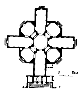 Архитектура Франции. Париж: 2 — церковь Сальпетриер, 1670 г., Л. Брюан, план