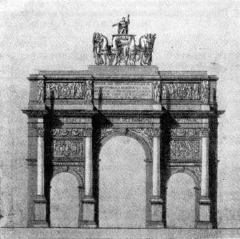Архитектура Франции. Париж. Триумфальная арка на площади Карусель, 1806 г., Ш. Персье и П. Ф. Л. Фонтен