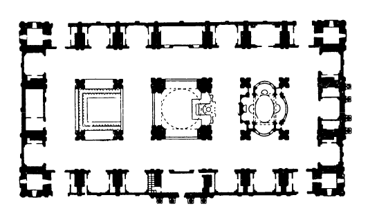 Архитектура Испании: Сарагосса. Храм Нуэстра Сеньора дель Пилар, начат в 1681 г., Ф. Эррера эль Мосо (младший). План