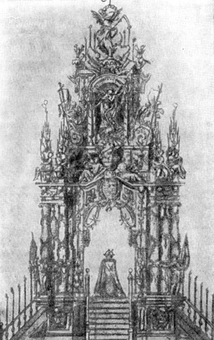 Архитектура Испании: Мадрид. Катафалк королевы Марии Луизы, 1689 г., X. Чурригера