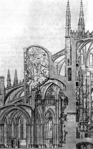 Архитектура Испании: Толедо. Капелла Эль Транспаренте, начата в 1721 г., Н. Томэ. Разрез