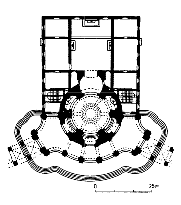 Архитектура Испании: Аранхуэс. Дворец, капелла Сан Антонио, 1767—1768 гг., по проекту Дж. Бонавиа (проект 1748 г.). План