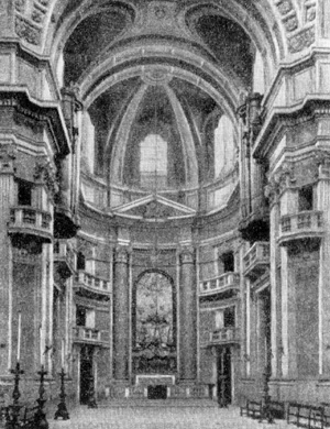 Архитектура Португалии: Дворец-монастырь Мафра, 1717—1730 гг., И. Ф. Людовиси. Интерьер церкви