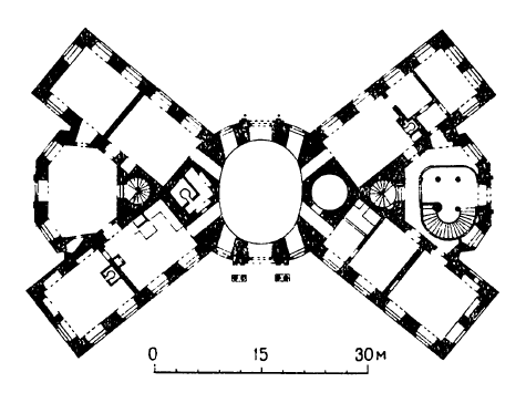 Архитектура Австрии: Вена. Вилла Альтан близ Вены, проект 1690 г., И. Б. Фишер фон Эрлах. План