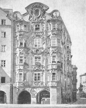 Архитектура Австрии: Инсбрук. Дом Хельблинг, декор—40-е годы XVIII в.