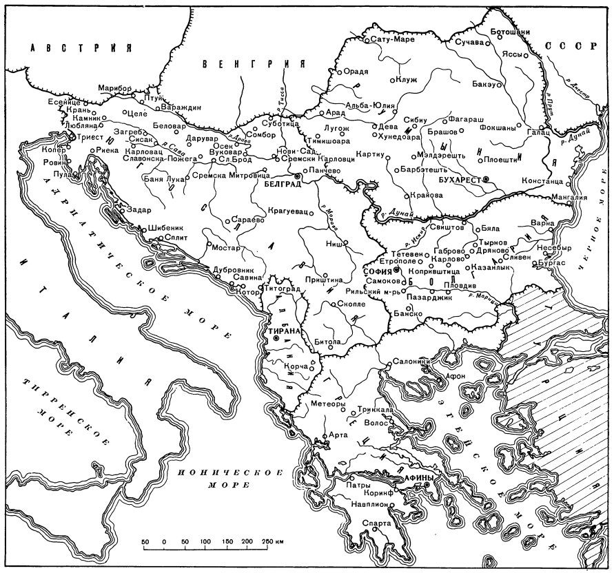 Схематическая карта Балканского полуострова