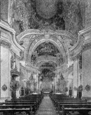 Архитектура Германии: Банц. Ионастырская церковь, 1710-1718 гг., И. и Кр. Динценхоферы. Интерьер церкви