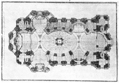 Архитектура Германии: Фирценхейлиген (близ Бамберга). Паломническая церковь, 1743—1771 гг., И. Б. Нейманн. План