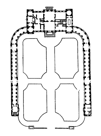 Архитектура Бельгии: Загородный дом Сенеф близ Брюсселя, 1760 г., Л.Б. Девез. План