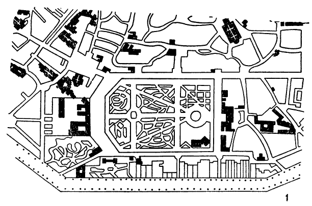 Архитектура Бельгии: 1 — план перепланировки верхней части города, 1774 — 1780 гг., Б. Гимар, Л. Монтуайе и Б. Циннер