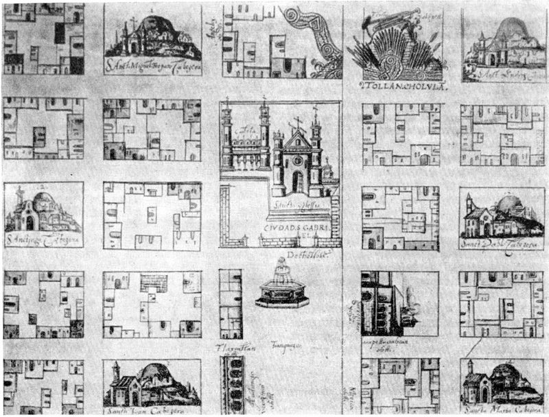 Архитектура Латинской Америки: Пуэбла. Генплан, чертеж 1580 г.