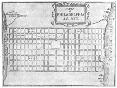Архитектура США: Филадельфия (Пенсильвания). План города, 1682 г.