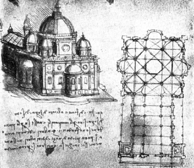 Архитектура эпохи Возрождения в Италии: Леонардо да Винчи, архитектурные рисунки