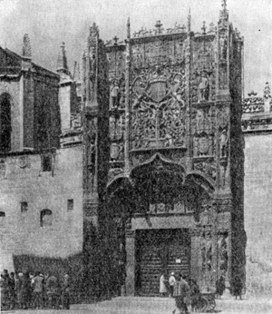 Архитектура Испании эпохи Возрождения: Вальядолид. Коллехия Сан-Грегорио, закончена в 1492 г. Хуан Гуас и Матиас Карпинтер. Портал входа