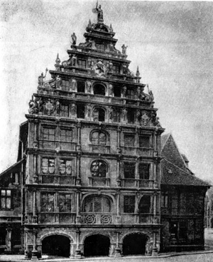 Архитектура Германии эпохи Возрождения: Брауншвейг. Цеховый дом суконщиков, 1591 г. Бальтазар Кирхер